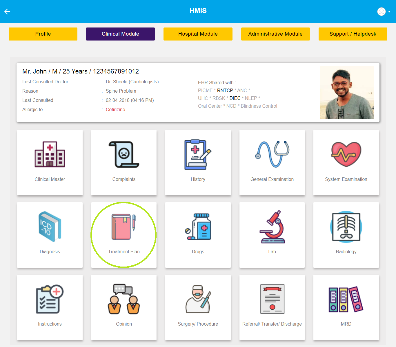 Treatment Service Module “Treatment Plan” Module of HMS | iHealthTN